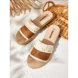 Espadrille Platform Sandals Slides Raffia Fringe Womens‎